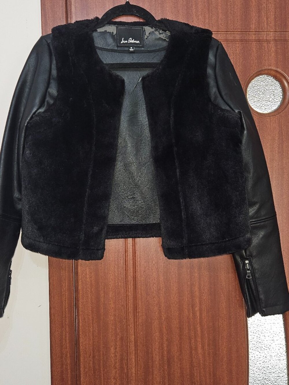Sam Edelman women leather and fur jacket